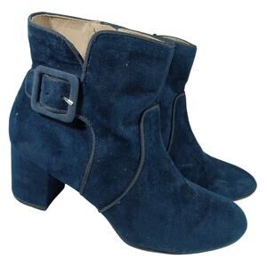 WHITE MOUNTAIN! CALISI VELVET BLUE VEGAN SUEDE LEATHER CHUNKY HEEL BOOTS!SZ 6.5M